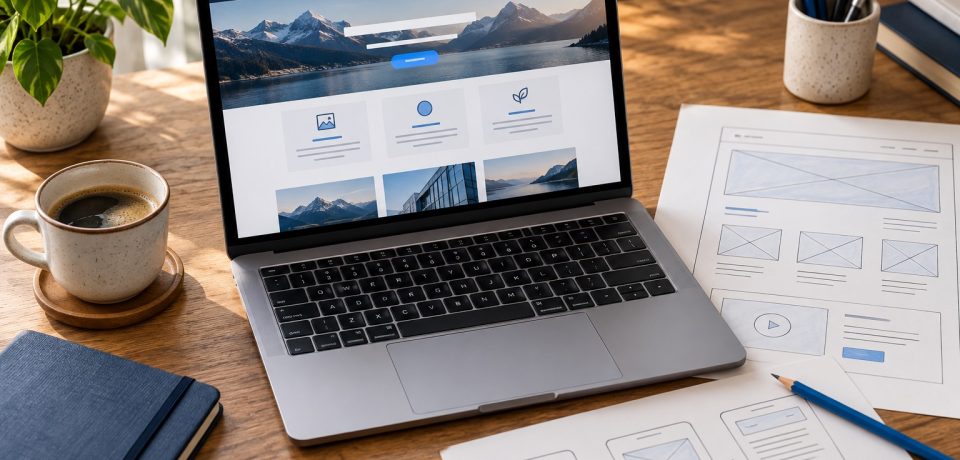 Diseño y desarrollo web — imagen editorial ilustrativa