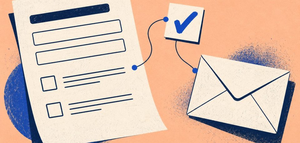 Ilustración editorial de un formulario y consentimiento separado