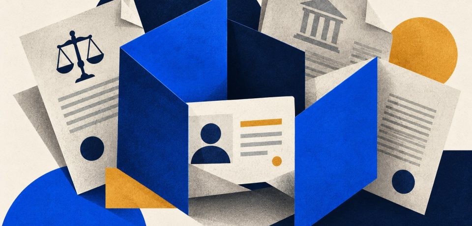 Ilustración editorial de documentos y protección de datos personales
